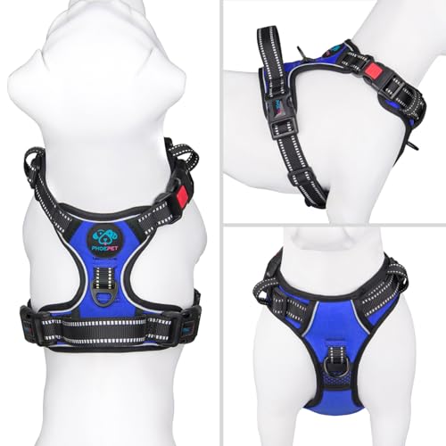 No Pull Dog Harness Medium Reflective Front Clip Vest with Handle (Small / Royal Blue)