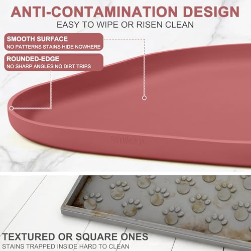 Waterproof Silicone Pet Food Mat with Raised Edge for Dog & Cat (Erythrinus / 24"L x 16"W)
