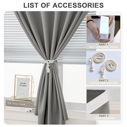Self Adhesive Curtain (47"W x 96"L (Pack of 1) / Grey)