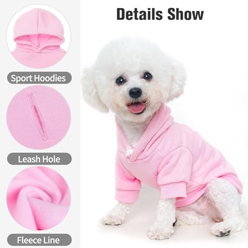 Dog Hoodie for Small Dogs (#2 Pink(Plain) / X-Small (All Breed Sizes))