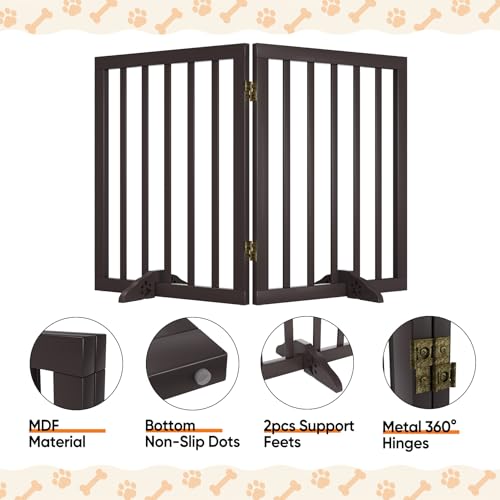 Freestanding Foldable Dog Gate 2 Panel (Dog Gate Brown / 2 Panel - 37 inches Wide)