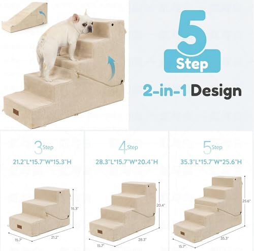 5 Step Dog Stairs and Ramp for Small Dogs and Cats