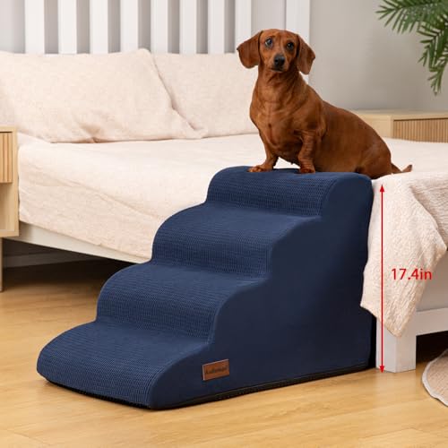 Dog Steps for Bed or Couch (Blue / Standard 4-Step 17.4"H)