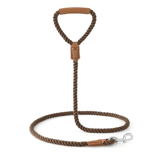 Dog Leash Braided Cotton Rope w (Dark Tan / 60 Inch-1/2")
