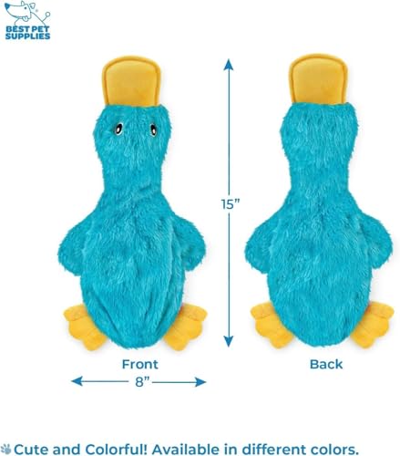 2-in-1 Stuffless Squeaky Dog Toy - 2 Crinkle Ducks, Large (Crinkle Duck (Light Green & Turquoise) / Large)