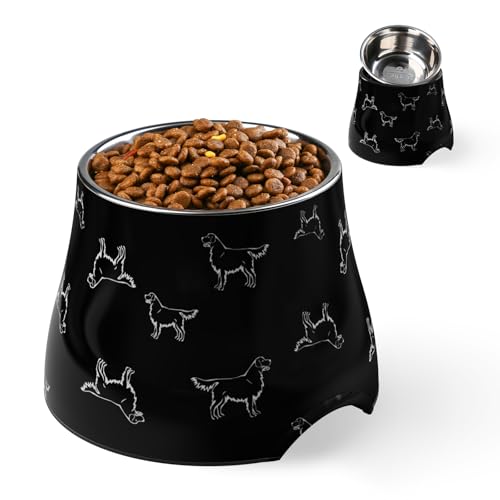 Elevated Dog Bowls with Stainless Steel Bowl (Black / M/2 Cups)