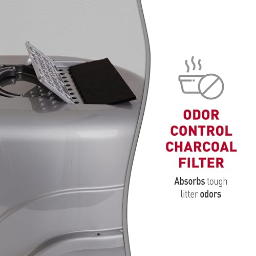 Hooded Flip Top Cat Litter Box with Charcoal Filter (Silver/Grey)