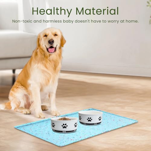 Dog Food Mat Anti (24.5"L x 16.5"W / Donut-Blue)