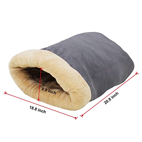 4 in 1 Self Warming Burrow Cat Bed Hideway Sleeping Cuddle Cave (Gray)