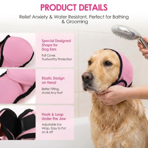 No Flap Ear Wraps for Dogs (Pink / M)