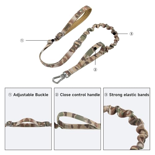 5 6FT Military Bungee Dog Leash Adjustable Elastic (MCP)