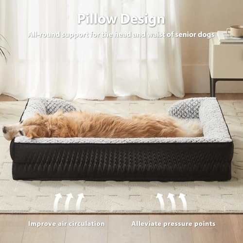 Orthopedic Dog Bed for Medium Dogs (Black / 28"L x 23"W x 6.5"Th)