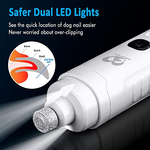 Dog Nail Grinder with 2 LED Light for Large Medium Small Dogs (White)