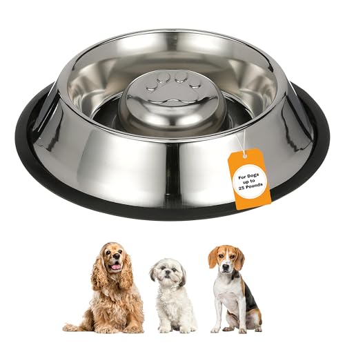 Stainless Steel Slow Feed Bowl (1.5 Cup - Non Tip)