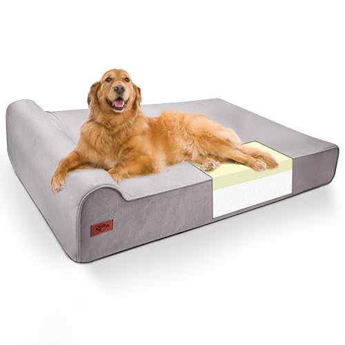 XXL 35D Memory Foam Dog Bed for Extra Large Dogs (XX-Large / Grey)
