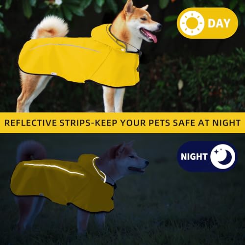 Dog Raincoat Adjustable Waterproof Pet Rain Jacket (Yellow / Small)