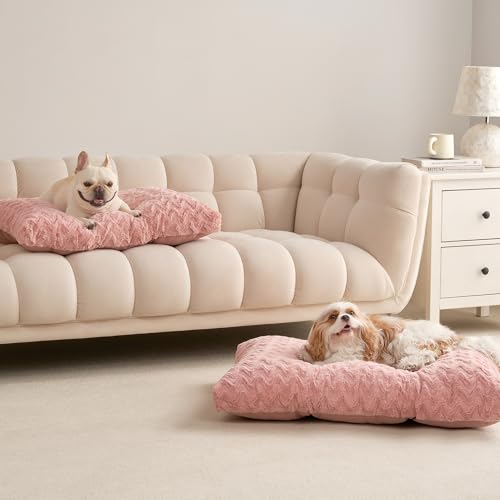 Washable Large Dog Bed for Crate (Pink / 35" x 23"x 3.5")