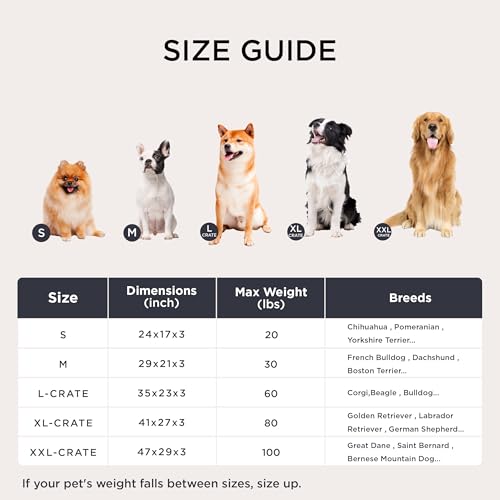 Washable Dog Crate Beds Large Sized Dog (35"L x 23"W x 3"Th (L-Crate) / Gray)