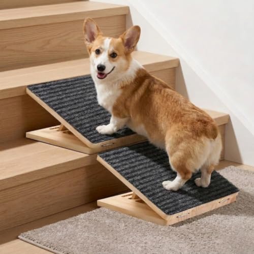 2 Pack Adjustable Dog Ramp for Stairs for Small Dogs
