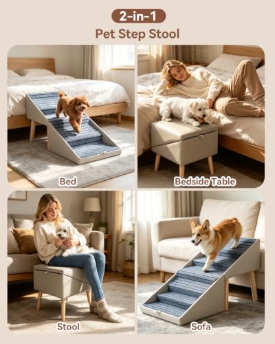 22" 6 Step Dog Ramp for High Bed (Grey / 22.1" H)