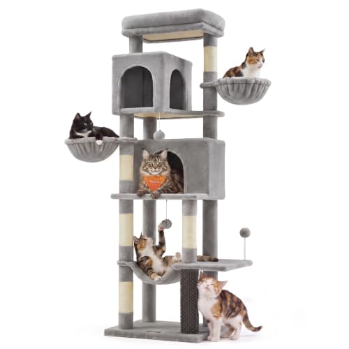 Cat Tree, 69-in Large Cat Tower, Multi-Level Condo, Dove Gray (Dove Gray)