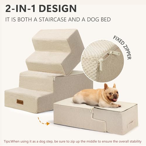 Dog Steps for Bed or Couch (Beige)