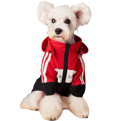 Dog Raincoat Waterproof Dog Rain Jacket Detachable Hood (Red / Medium (8-10Ibs))