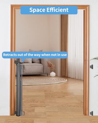 Retractable Baby Gate for Doorways and Stairs (Gray / 33x71 Inch)