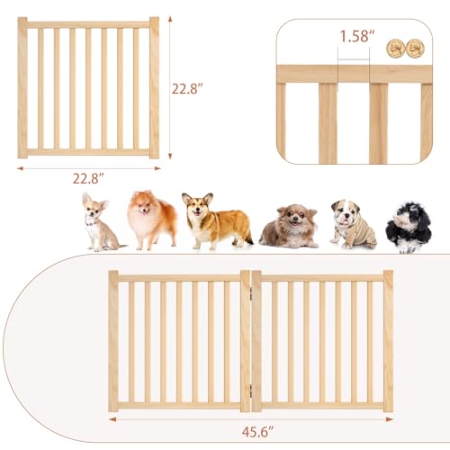 Non Painted Wood Freestanding Pet Gate for Dogs (【2 Panel】-23“ H)