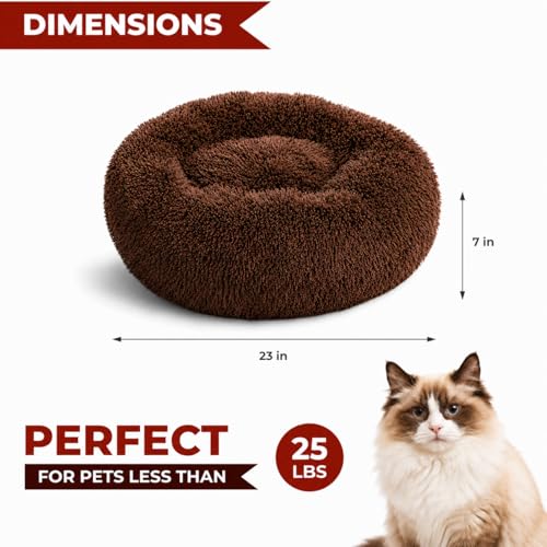 Cat Beds for Indoor Cats & Small Dog (Chocolate / 23.00" x 23.00" x 7.00")