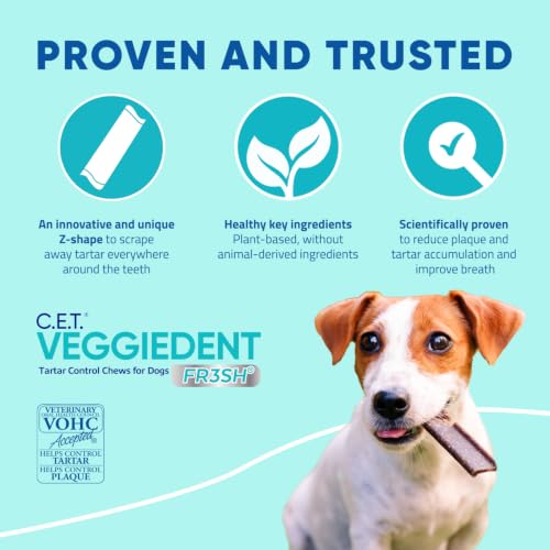 C.E.T. Veggiedent Fr3sh Plaque and Tartar Control Chews for Dogs (Small Dog 11-22lbs)
