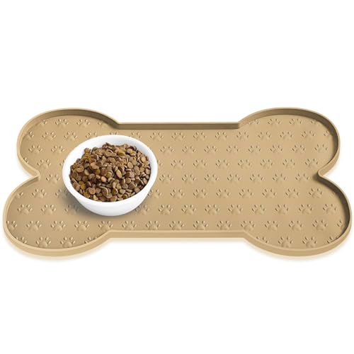 Dog Food Mat Anti (19.4" x 9.8" / Khaki)