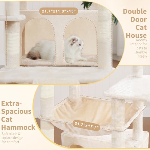 Tall Cat Tree for Large Cat (Beige / 80 inch)