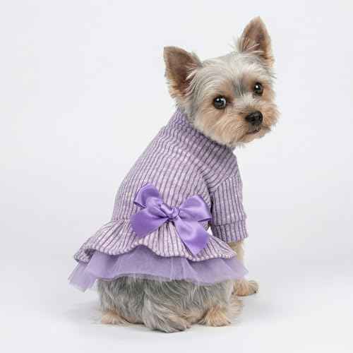 Collared Neck Tulle Dog Dress (Small / Purple)
