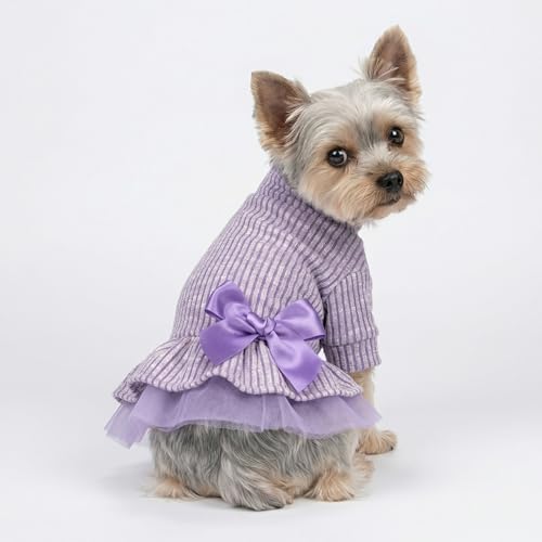 Collared Neck Tulle Dog Dress (X-Small / Purple)