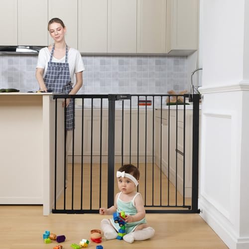 36" Extra Tall Baby Gate for Stairs (36"Tall 48.8"Wide / Black)