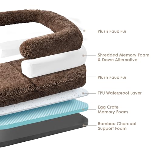 Orthopedic Foldable Human Dog Bed (72x44x11(Folded 44x36) / Brown)