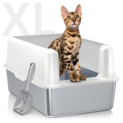 Stainless Steel Cat Litter Box (4 - White (Pack of 1))