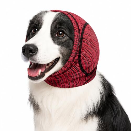 Dog Calming Head Wrap (Red / S:Head Circumference: 11.8–13.8 in)