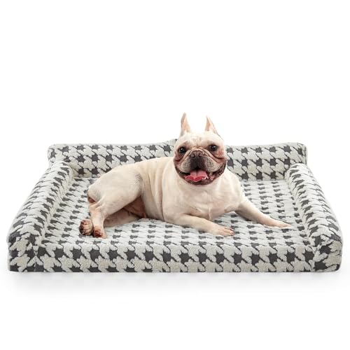 Orthopedic Dog Beds for Medium Dogs Washable (Grey Plaid / M(28"x22.8"x9.4"))