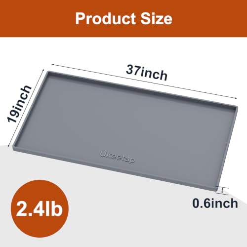 19" x 37" Extra Thick Silicone Mat Waterproof with Raised Edge (Gray / 19"L x 37"W)