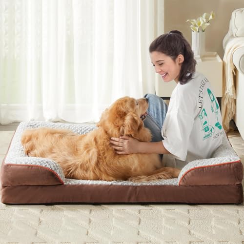 Orthopedic Dog Bed for Medium Dogs (Coffee / 28"L x 23"W x 6.5"Th)