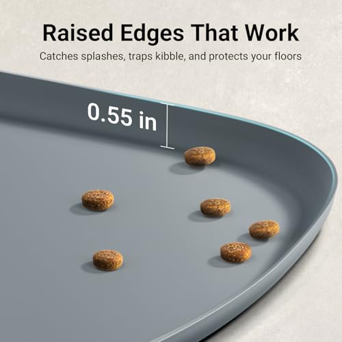 Cat Food Mat Silicone Waterproof Feeding Mat (18"L x 12.5"W / Gray)
