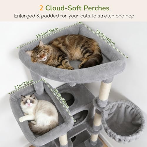 80in Tall Extra Large Heavy Duty Corner Cat Tree Tower (Light Grey)