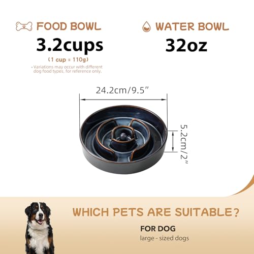 Ceramic Slow Feeder Dog Bowls (1 x Starry Sky - A / XL- 9.5inch / 3.2 Cups)