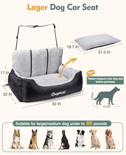 Dog Car Seat for Small Dogs & Cats Under 55 lbs (Black / Large)
