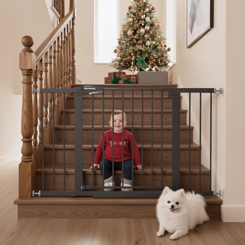 29.7 48" Baby Gate for Stairs (Black / 29.7-48"W x 28"H)