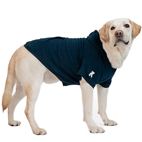 Dog Hoodie Fleece Dog Clothes Warm Sweater with Hat for Medium Large Dogs Cat Hooded Shirt Kitten Pet Basic Sweatshirt with Pocket Doggie Soft Winter Coat Apparel (5XL-(50~77lb) | Chest(~35") / Blue)