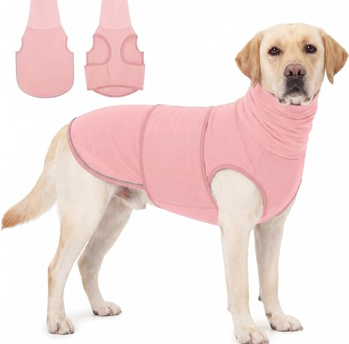 Reflective & Soft Dog Anxiety Vest with Ear Wraps for Thunderstorm (Pink / Large)