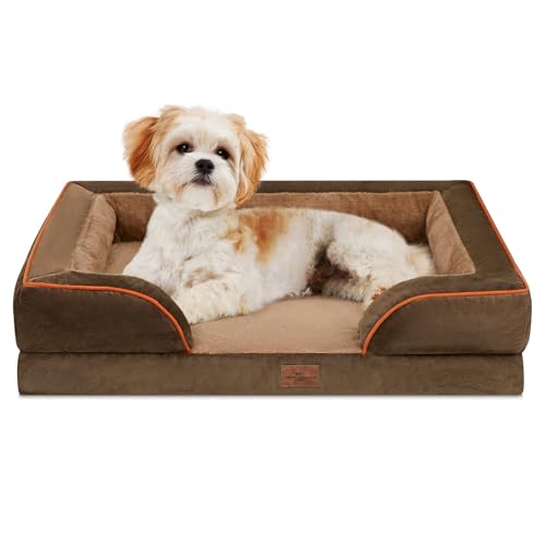 Waterproof Orthopedic Dog Bed for Medium Size Dog (28.0"L x 19.0"W x 6.0"Th / Brown)